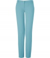 Inject effortless style into your workweek chic with these light blue wool pants from Matthew Williamson - Flat front, belt loops, off-seam pockets, straight leg with creasing - Slim fit - Wear with a printed silk blouse, a slim blazer, and platform pumps