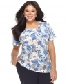 Liven up your casual look this season with Karen Scott's short sleeve plus size top, blooming a floral print-- it's an Everyday Value!