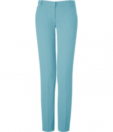 Inject effortless style into your workweek chic with these light blue wool pants from Matthew Williamson - Flat front, belt loops, off-seam pockets, straight leg with creasing - Slim fit - Wear with a printed silk blouse, a slim blazer, and platform pumps Inject effortless style into your workweek chic with these light blue wool pants from Matthew Williamson - Flat front, belt loops, off-seam pockets, straight leg with creasing - Slim fit - Wear with a printed silk blouse, a slim blazer, and platform pumps