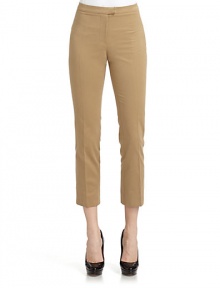 THE LOOKBanded waistCreased front and back legsZip fly with slide tab and button closureCropped silhouetteDarts at back waistTHE FITRise, about 9Inseam, about 26THE MATERIALCottonCARE & ORIGINDry cleanImportedModel shown is 5'11 (180cm) wearing US size 4. THE LOOKBanded waistCreased front and back legsZip fly with slide tab and button closureCropped silhouetteDarts at back waistTHE FITRise, about 9Inseam, about 26THE MATERIALCottonCARE & ORIGINDry cleanImportedModel shown is 5'11 (180cm) wearing US size 4.