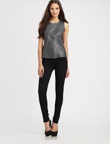 Rich, buttery leather tank with intricate seams and an exposed back zipper. RoundneckSleevelessExposed back zipperLeatherDry clean with leather specialistImportedModel shown is 5'9 (176cm) wearing US size Small. Rich, buttery leather tank with intricate seams and an exposed back zipper. RoundneckSleevelessExposed back zipperLeatherDry clean with leather specialistImportedModel shown is 5'9 (176cm) wearing US size Small.