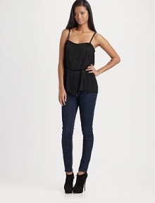 Silk-rich style with elegantly cascading fringe and a sweetheart neckline. Sweetheart necklineSpaghetti strapsElastic dropped waist95% silk/5% elastaneDry cleanImported Silk-rich style with elegantly cascading fringe and a sweetheart neckline. Sweetheart necklineSpaghetti strapsElastic dropped waist95% silk/5% elastaneDry cleanImported