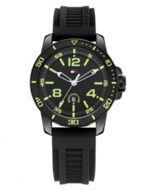 The unexpected pops of green take over this modern sport watch from Tommy Hilfiger. The unexpected pops of green take over this modern sport watch from Tommy Hilfiger.