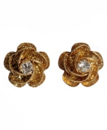 These Betsey Johnson rose stud earrings are a glittering favorite. In crystal accents and goldtone mixed metal. These Betsey Johnson rose stud earrings are a glittering favorite. In crystal accents and goldtone mixed metal.