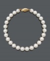 Embrace the essence of natural beauty. This beautiful bracelet features A+ Akoya cultured pearls (6-1/2-7 mm) and a 14k gold clasp. Approximate length: 8 inches.