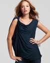 A single cinched strap creates alluring ripples throughout this Velvet by Graham & Spencer asymmetric tank.
