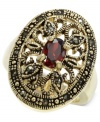 Captivate with this ring from City by City. Crafted from gold-tone mixed metal, the ring features an ornate filigree design and glass accent in the center. Sizes: 6/7/8/9
