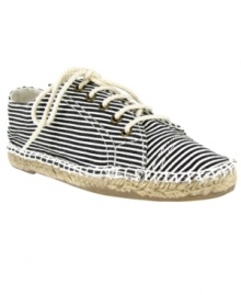 A unique silhouette makes the striped Avila espadrille flats by Mia a special addition to your shoe collection. A unique silhouette makes the striped Avila espadrille flats by Mia a special addition to your shoe collection.