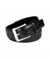 Cinch your look in style with this sophisticated leather belt from Mulberry - Croc-embossed leather, silver-tone buckle - Pair with slim trousers or straight leg jeans