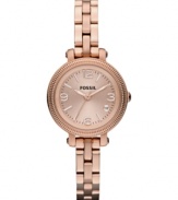 A mini version of Fossil's Heather style, this darling watch shines with rosy hues.