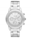 Crafted from the finest materials, this stainless steel watch from DKNY receives a dose of glam with crystal shimmer.