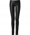 Inject ultra-stylish edge into your day or night look with these flattering leather leggings from Jitrois - Ultra-slim fit, seam details at knee, long length, concealed back zip closure - Style with a draped top, a boyfriend blazer, and platform pumps