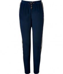Modern and contemporary with sports-inspired styling, NY born and raised designer Jonathan Simkhais silk pants are a chic way to wear this seasons athletic trend - Elasticized drawstring waistline, side-slit pockets, pull-on style - Loose fit - Wear with a feminine silk top and heels Modern and contemporary with sports-inspired styling, NY born and raised designer Jonathan Simkhais silk pants are a chic way to wear this seasons athletic trend - Elasticized drawstring waistline, side-slit pockets, pull-on style - Loose fit - Wear with a feminine silk top and heels