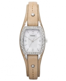 A darling leather Marjorie collection timepiece with a touch of glitz for a blend of flirtatious heritage style, by Fossil. A darling leather Marjorie collection timepiece with a touch of glitz for a blend of flirtatious heritage style, by Fossil.