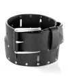 Studs and rivets rough up this classic leather belt from American Rag for a modern, youthful take on a must-have.