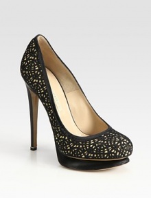 Timeless lace overlay adds a vintage vibe to this smooth leather platform design. Self-covered heel, 5 (125mm)Island platform, 1 (25mm)Compares to a 4 heel (100mm)Leather and lace upperLeather lining and solePadded insoleMade in ItalyOUR FIT MODEL RECOMMENDS ordering one size up as this style runs small. Timeless lace overlay adds a vintage vibe to this smooth leather platform design. Self-covered heel, 5 (125mm)Island platform, 1 (25mm)Compares to a 4 heel (100mm)Leather and lace upperLeather lining and solePadded insoleMade in ItalyOUR FIT MODEL RECOMMENDS ordering one size up as this style runs small.
