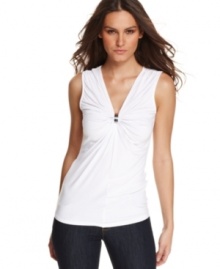 A hardware detail adds a hint of glam shine to this MICHAEL Michael Kors tank -- a stylish spin on a spring staple! A hardware detail adds a hint of glam shine to this MICHAEL Michael Kors tank -- a stylish spin on a spring staple!