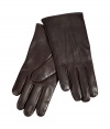 Add a sophisticated accent to your cold weather style with these luxe leather gloves from Paul Smith - Supple leather gloves with stitching detailing - Pair with jeans, a cashmere pullover, a parka, and boots