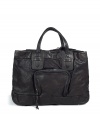 The most important masculine accessory for the office: the slick, carryall bag - Luxe and supple anthracite grey leather - Elegant, tall and spacious, with exterior zipper pockets, zip closure and tassel detail - Modern top handle style - Large interior pocket stores any essentials - An ideal companion for the office and travel - Also makes a great gift