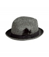 Channel classic dandy style in this suave tweed trilby hat from Paul Smith - Classic trilby style, black band with feather detail - Wear with a sleek suit and suede ankle boots