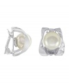 A timeless tradition for style excellence. Majorica earrings feature white, organic, man-made pearls (10 mm) set in a swirling, sterling silver clip on setting. Approximate drop: 1 inch.