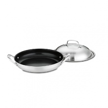 Eco-Friendly Nonstick Cookware. Exclusive Cuisinart Ceramica® Nonstick Technology is PTFE/PFOA -free. Petroleum-free ceramic-based nonstick interior helps to reduce oil consumption, makes it easy to cook low-fat meals, and preserves the environment. Professional multi-ply construction features an aluminum alloy core with Exclusive Cuisinart Ceramica® nonstick surface and an induction-ready stainless steel exterior for superior heat conductivity. Construction is suitable for all stovetops. Riveted stainless stick handles stay cool, and are made from 70% recycled stainless steel. Oven, broiler and dishwasher safe. Eco-Friendly Nonstick Cookware. Exclusive Cuisinart Ceramica® Nonstick Technology is PTFE/PFOA -free. Petroleum-free ceramic-based nonstick interior helps to reduce oil consumption, makes it easy to cook low-fat meals, and preserves the environment. Professional multi-ply construction features an aluminum alloy core with Exclusive Cuisinart Ceramica® nonstick surface and an induction-ready stainless steel exterior for superior heat conductivity. Construction is suitable for all stovetops. Riveted stainless stick handles stay cool, and are made from 70% recycled stainless steel. Oven, broiler and dishwasher safe.