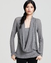 An ultra-draped overlay creates an artful silhouette on this Velvet by Graham & Spencer long-sleeve top.