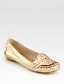 Metallic leather means instant attention for the classic driver.Round toe Leather lining and sole Padded insole Made in USAOUR FIT MODEL RECOMMENDS ordering true size.. Metallic leather means instant attention for the classic driver.Round toe Leather lining and sole Padded insole Made in USAOUR FIT MODEL RECOMMENDS ordering true size..