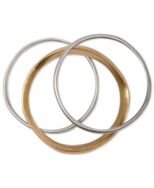 Classic style comes in pairs. This Lucky Brand bracelet set includes golden and silver bangles for mix-and-match fun. Crafted in gold and silver tone mixed metal. Approximate diameter: 3-1/8 inches. Classic style comes in pairs. This Lucky Brand bracelet set includes golden and silver bangles for mix-and-match fun. Crafted in gold and silver tone mixed metal. Approximate diameter: 3-1/8 inches.