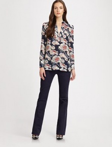 Style is in full bloom, thanks to this floral-print tunic with a relaxed-yet-feminine fit.Mandarin collarLong sleevesAllover printBack yokeAbout 28 from shoulder to hemSilkDry cleanImported Model shown is 5'9½ (176cm) wearing US size 4. Style is in full bloom, thanks to this floral-print tunic with a relaxed-yet-feminine fit.Mandarin collarLong sleevesAllover printBack yokeAbout 28 from shoulder to hemSilkDry cleanImported Model shown is 5'9½ (176cm) wearing US size 4.