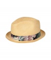 Add a summery kick to your look with this classic hat from Paul Smith - Natural colored hat made of paper with decorative printed band - Perfect for beachside lounging or off-duty casual