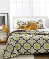 Get in the groove with this Zooey duvet cover set, featuring a modern design mixed with a retro palette of brown, green and bright orange. Reverses to solid brown.