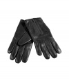 Extra soft leather and edgy zippers dress up these sleek leather gloves from Maison Martin Margiela for chic results tailored to multi-season sophistication - Front zips, covers the wrist - Pair with tailored trenches or oversized parkas