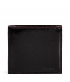 Add a cool accent to the everyday with this red trimmed leather wallet from Paul Smith Accessories - Classic billfold shape with card slots, room for notes, and a change purse - Perfect for daily use or as a thoughtful gift