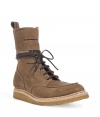 Luxurious ranger boots made ​.​.of fine, beige suede - From Parisian hot label Balmain - Laced calf high with a rugged crepe sole and ankle buckle - A modern classic, wonderfully comfortable - Perfect, cool boots for fall and winter on all cold days - Fits with all casual outfits