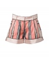 Get the look of the moment in NY designer Jonathan Simkhais candy-colored striped shorts, a chic and flirty choice for starting off the new season in style - Powder and black trim, side slit pockets, hidden hook closure, zip fly, belt loops, stitched cuffs - Loosely fitted - Wear with a feminine silk shirt and flats