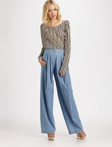 A trendy silhouette meets relaxed faded denim for a look that's both modern and laid-back.Zip flyFront pleatsBack flap pocketsRise, about 11Inseam, 44CottonMachine washImportedModel shown is 5'9½ (176cm) wearing US size 4. A trendy silhouette meets relaxed faded denim for a look that's both modern and laid-back.Zip flyFront pleatsBack flap pocketsRise, about 11Inseam, 44CottonMachine washImportedModel shown is 5'9½ (176cm) wearing US size 4.
