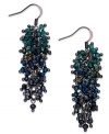 Inspired by one of the most beautiful animals around, c.A.K.e. by Ali Khan's Peacock drop earrings are crafted from hematite-tone mixed metal with multicolor faceted beads clustered together for a stunning look. Approximate drop: 2 inches.