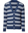 Bring a preppy-cool vibe to your daytime look with this stylish striped cardigan from Closed - V-neck, front button placket, ribbed hem and cuffs, slim fit, all-over stripe pattern - Style with jeans or chinos and retro-inspired trainers