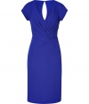 With a bold hue and an ultra-feminine fit, this cocktail dress from Alberta Ferretti is guaranteed to get you noticed - V-neck, short sleeves, crisscross draped front and back waist detail, back keyhole cut out, concealed side zip closure, fitted silhouette - Wear with sky-high platforms, a slim trench, and a studded clutch bag