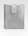 Logo-stamped metallic leather iPad® case with a chic flap closure.Velcro® flap closureFully linedAccommodates the iPad® 2 8¾W X 10¼H X 1DMade in ItalyPlease note: iPad® not included
