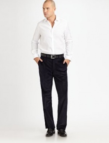 EXCLUSIVELY OURS. A smooth, straight-leg silhouette in stretch corduroy with extended tab at the waist for easy comfort. Flat front Side slash and back welt pockets Inseam about 34 98% cotton/ 2% lycra Machine wash Imported EXCLUSIVELY OURS. A smooth, straight-leg silhouette in stretch corduroy with extended tab at the waist for easy comfort. Flat front Side slash and back welt pockets Inseam about 34 98% cotton/ 2% lycra Machine wash Imported