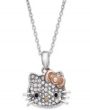 Cuteness, front and center. Hello Kitty's sterling silver necklace features a pave crystal pendant of the famed character for a fun fashion touch. Approximate length: 18 inches. Approximate drop: 3/4 inch.