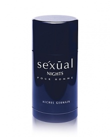 Aphrodisiac infused. Raw magnetism meets inescapable, seductive charm. This deodorant stick gives lasting protection in an alcohol free base. Lightly scented with the same rich, sexy scent found in the fragrance, Sexual NIGHTS pour homme gives masculine protection. Fragrance Type: Fougere Green FruityTOP: Bergamot, Neroli, Mandarin, OrangeMIDDLE: Geranium, Wild Basil, Sage, JasmineHEART: Cedarwood, Sandalwood, Orris, Tonka Bean Aphrodisiac infused. Raw magnetism meets inescapable, seductive charm. This deodorant stick gives lasting protection in an alcohol free base. Lightly scented with the same rich, sexy scent found in the fragrance, Sexual NIGHTS pour homme gives masculine protection. Fragrance Type: Fougere Green FruityTOP: Bergamot, Neroli, Mandarin, OrangeMIDDLE: Geranium, Wild Basil, Sage, JasmineHEART: Cedarwood, Sandalwood, Orris, Tonka Bean