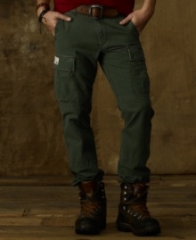 Keeping with the rough-and-tough feel of cargos but with a modern slim fit, this uniform pant covers all the essentials with durable fabric, utility side pockets and drawstrings at the hem for a kick of killer style. Keeping with the rough-and-tough feel of cargos but with a modern slim fit, this uniform pant covers all the essentials with durable fabric, utility side pockets and drawstrings at the hem for a kick of killer style.