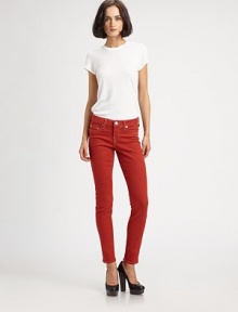 Effortlessly chic, mid-rise skinnies with intricate stitching and tons of stretch. THE FITMedium rise, about 8½Inseam, about 29THE DETAILSZip flyFive-pocket style76% cotton/23% polyester/1% elastaneMachine washMade in USA of imported fabricModel shown is 5'11 (178cm) wearing US size 4. Effortlessly chic, mid-rise skinnies with intricate stitching and tons of stretch. THE FITMedium rise, about 8½Inseam, about 29THE DETAILSZip flyFive-pocket style76% cotton/23% polyester/1% elastaneMachine washMade in USA of imported fabricModel shown is 5'11 (178cm) wearing US size 4.