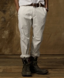 Tailored in a slim-fitting silhouette from vintage chino twill, the officer pant exudes iconic style with a well-worn finish for an effortless, lived-in look. Tailored in a slim-fitting silhouette from vintage chino twill, the officer pant exudes iconic style with a well-worn finish for an effortless, lived-in look.
