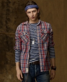 A rugged long-sleeved cotton workshirt with a preppy madras print is the ideal balance of urban and traditional appeal. A rugged long-sleeved cotton workshirt with a preppy madras print is the ideal balance of urban and traditional appeal.