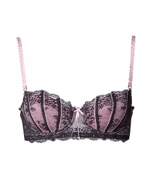 Stylish bra in fine black and pale rose synthetic fiber - outstandingly comfortable due to stretch content - model Dentelle by designer and top model Elle Macpherson - luxurious underwire bra in hip boudoir lace optic with floral pattern - slightly padded 1/2 cups and slim adjustable straps - hook closure - fashionable balconnet shape, perfect for wide necklines - ideal, soft to the touch fit - creates a dream cleavage - stylish, sexy, seductive - pairs with almost all outfits Stylish bra in fine black and pale rose synthetic fiber - outstandingly comfortable due to stretch content - model Dentelle by designer and top model Elle Macpherson - luxurious underwire bra in hip boudoir lace optic with floral pattern - slightly padded 1/2 cups and slim adjustable straps - hook closure - fashionable balconnet shape, perfect for wide necklines - ideal, soft to the touch fit - creates a dream cleavage - stylish, sexy, seductive - pairs with almost all outfits