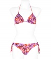 Take the seasons graphic trend to the beach with Matthew Williamson Escapes printed string bikini, an eye-catching choice characteristic to the brands ultra chic aesthetic - Triangle top with self-tie halter and back strings - Bikini bottoms with self-tie side strings - Team with bright sandals and oversized beach totes